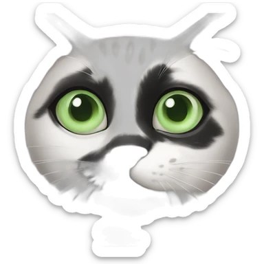 black and white cat pink nose green eyes sticker