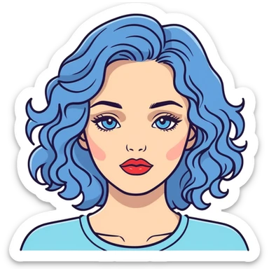 Junge Frau mit welligem Haar und blauen Augen und Volumen Lippen 2ml sticker
