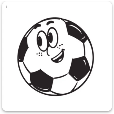 A hand-drawn football/soccer ball with an adorable face and expression sticker