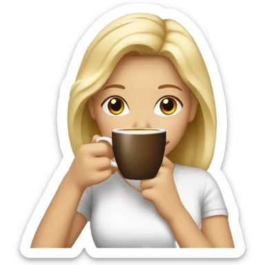 Blonde girl drinking coffee sticker
