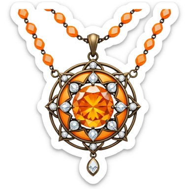 fantasy-magic-orange-necklace-diamonds sticker
