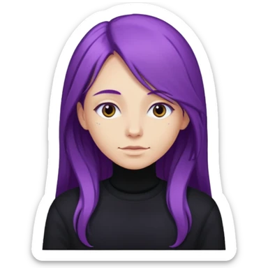 faz menos gótica mas com cabelo roxo comprido e camisola preto sticker