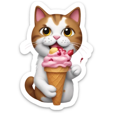 Cat eating ice cream sundae sticker