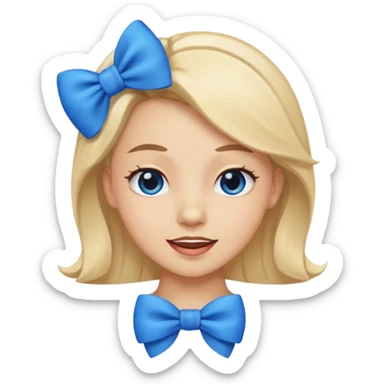 Regular emoji face with blue bow and flirty face sticker