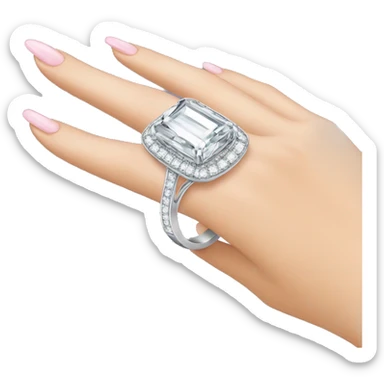 woman's hand with a super expensive ring sticker