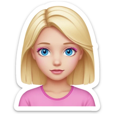 summer blonde girl blue  eyes pink highlights sticker