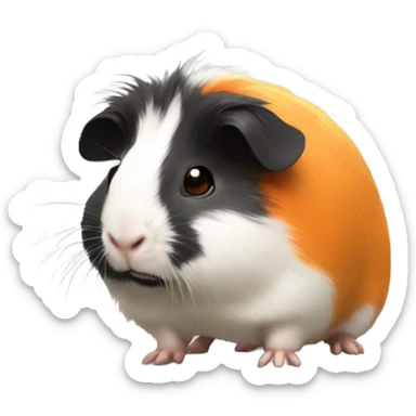 Guinea pig with orange fur and some black fur like pants and some black fur near the eyes ant a little white fur on the head sticker
