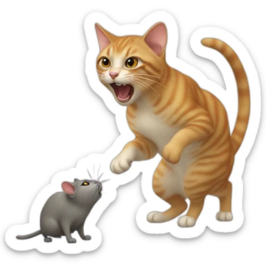 Cat attack a mouse sticker
