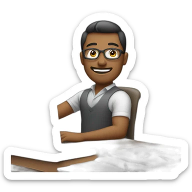 A marketer at his desk  sticker