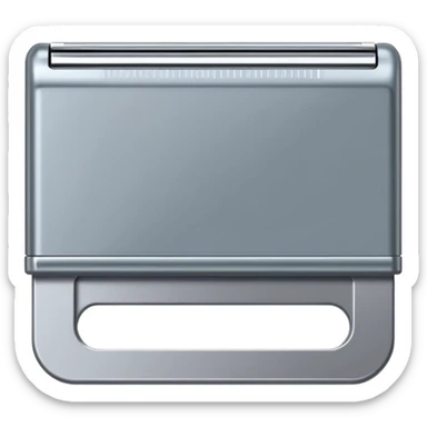 single metal razor blade cartridge with sleek rectangular frame, visible parallel blades, metallic or gray plastic casing, clean edges, compact form, no handle, no shaving cream, no extras, apple emoji style, soft lighting, subtle shadows, transparent background, emoji scale sticker