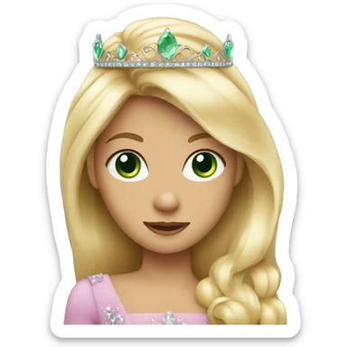 princess with green eyes long blonde hair wearing tiara sticker