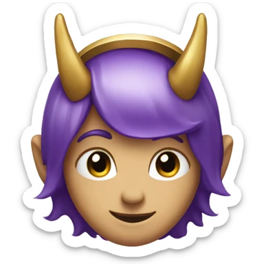 Emoji with the halo having 2  purple horns sticker