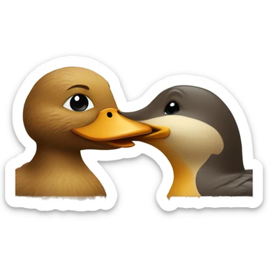 a duck kissing a beaver sticker