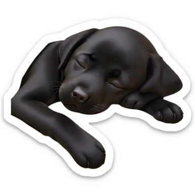 Meme-Worthy Cute Sleeping Black Labrador Portrait Emoji, Head resting peacefully with a contented smile, showcasing a delightfully robust build and a luxuriously soft black Fur, eyes shut in a serene nap, Simplified yet hilariously adorable features, highly detailed, glowing with a soft, drowsy light, high shine, relaxed and utterly lovable, stylized with an air of playful laziness, bright and heartwarming, soft glowing outline, capturing the essence of a comically sleepy companion, so meme-worthy it feels like it could instantly become the next viral sensation of adorable slumber! sticker