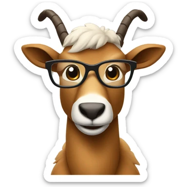 happy smart smiling brown chamois with glasses turn to left sticker