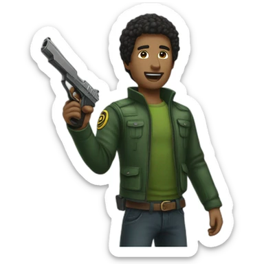 Human vert avec un pistolet sticker