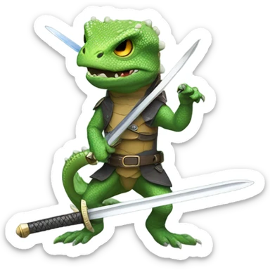 Galactic lizard holding a sword sticker