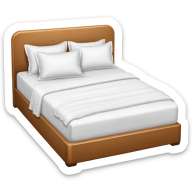 a white bed with white bedsheets sticker