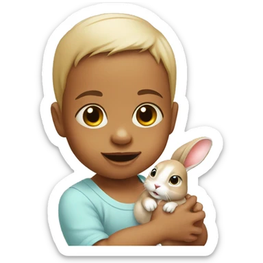 Baby with rabbit  sticker