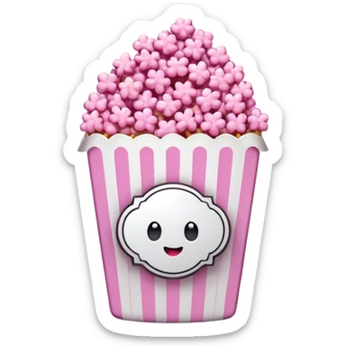 pink popcorn with cinema tickets sticker