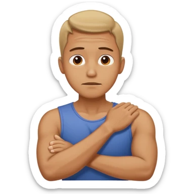 Man strangling  Himself with arms crossed over and grabbing neck tightly sticker