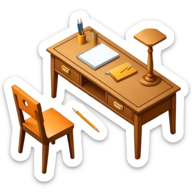 Icon for Furniture Design: a furniture drawing with 3D models of furniture pieces placed on top, accompanied by rulers and a pencil. The icon should represent the design process with focus on precision and modeling. Transparent background. sticker