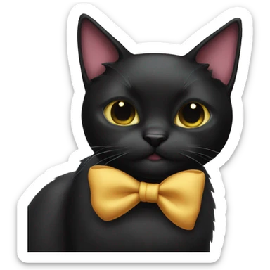 Black cat with bow sticker