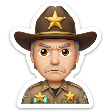 angry sheriff, one star sticker