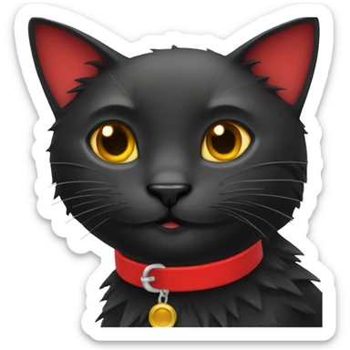 Black cat with red spiked collar sticker