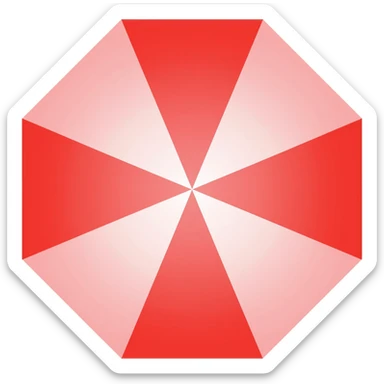 an iconic, minimalist emblem featuring a bold, geometric octagon divided into eight alternating red and white segments sticker