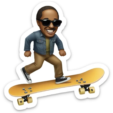 Stevie wonder on a skateboard sticker