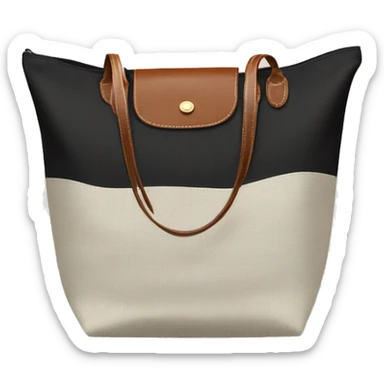 black Longchamp tote bag with brown handle sticker