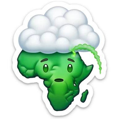 The continent of Africa in emoji form farting green gas sticker