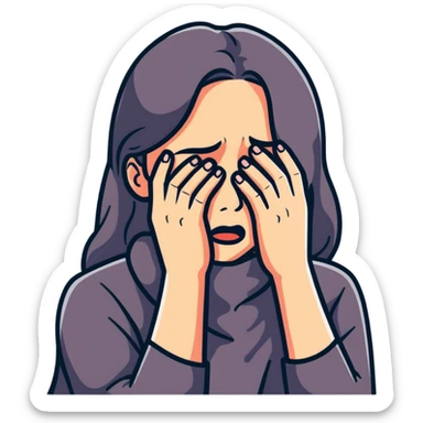 crying woman covering her face sticker