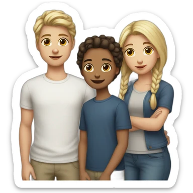 2 sisters and 1 brother white skin sticker