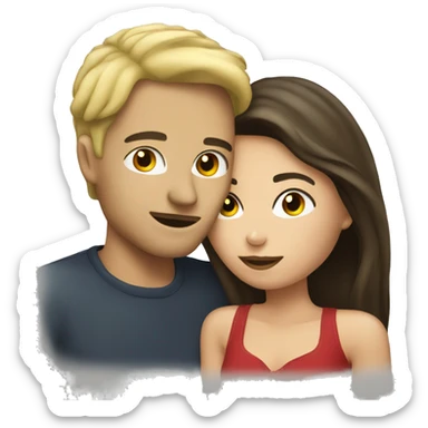 Blond man and brunette woman kissing sticker