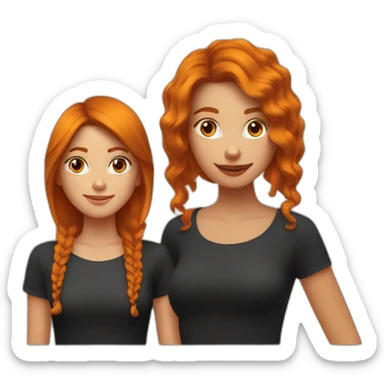 2 filles une cheveux roux long et une au cheveux noir court sticker