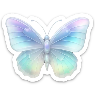 Pastel white iridescent glass crystal butterfly sticker
