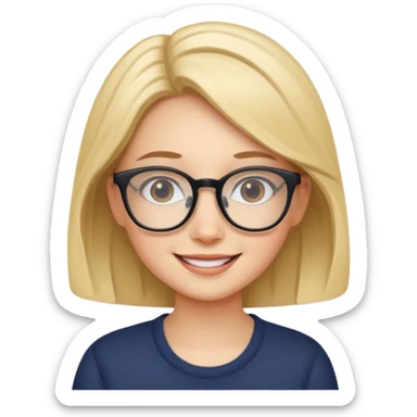 cute girl, glass, smart sticker