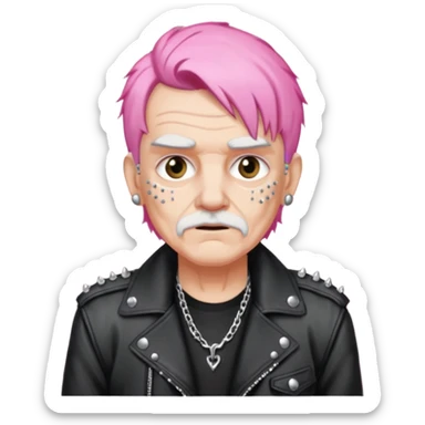pink haired metalhead grandpa sticker