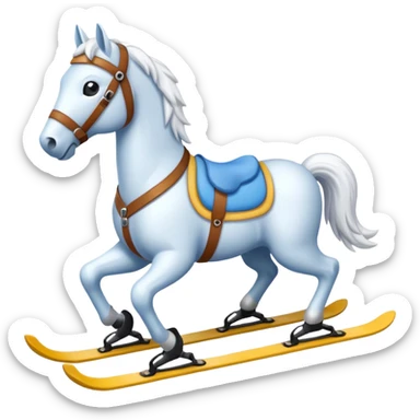 A snow horse made of snow with ski sticker