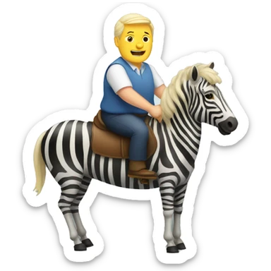 Old overweight blonde man riding a zebra sticker