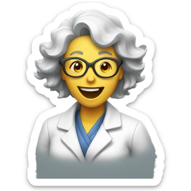 Mad scientist woman laughing  sticker