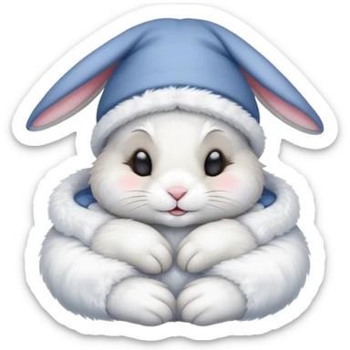 A sleepy cute rabbit with night cap saying goodnight sticker