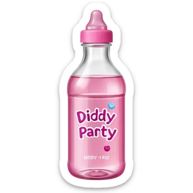realistic baby oil style bottle pink cap pink logo clear bottle with berry logo with diddy party written and a berry on top bottle sticker