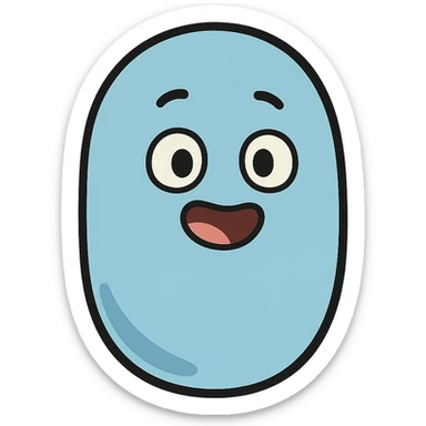 single blue pastille candy, soft rounded shape, subtle shading, minimal details, icon style sticker