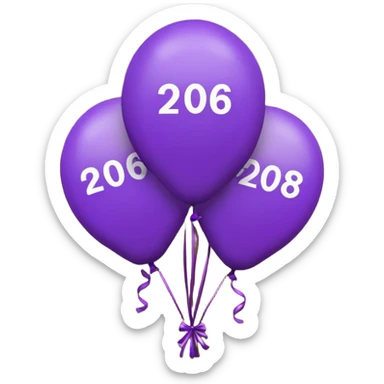 baloons with 2026 year to put on the menu in dark brown and violet sticker