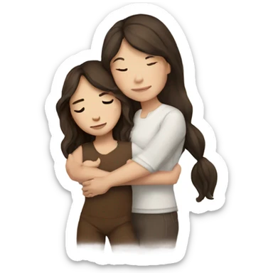 Girl with dark brown hair hugging brown horse with white spots  sticker
