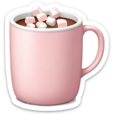 Light Pink mug of hot chocolate with marshmallows  sticker