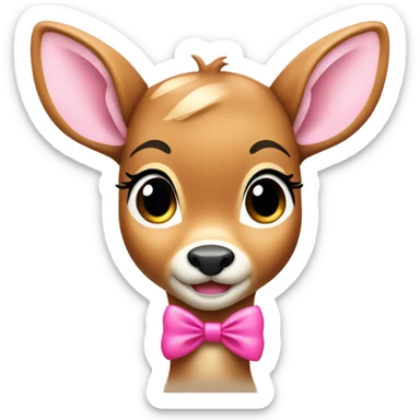 Bambi deer with a pink bow sticker